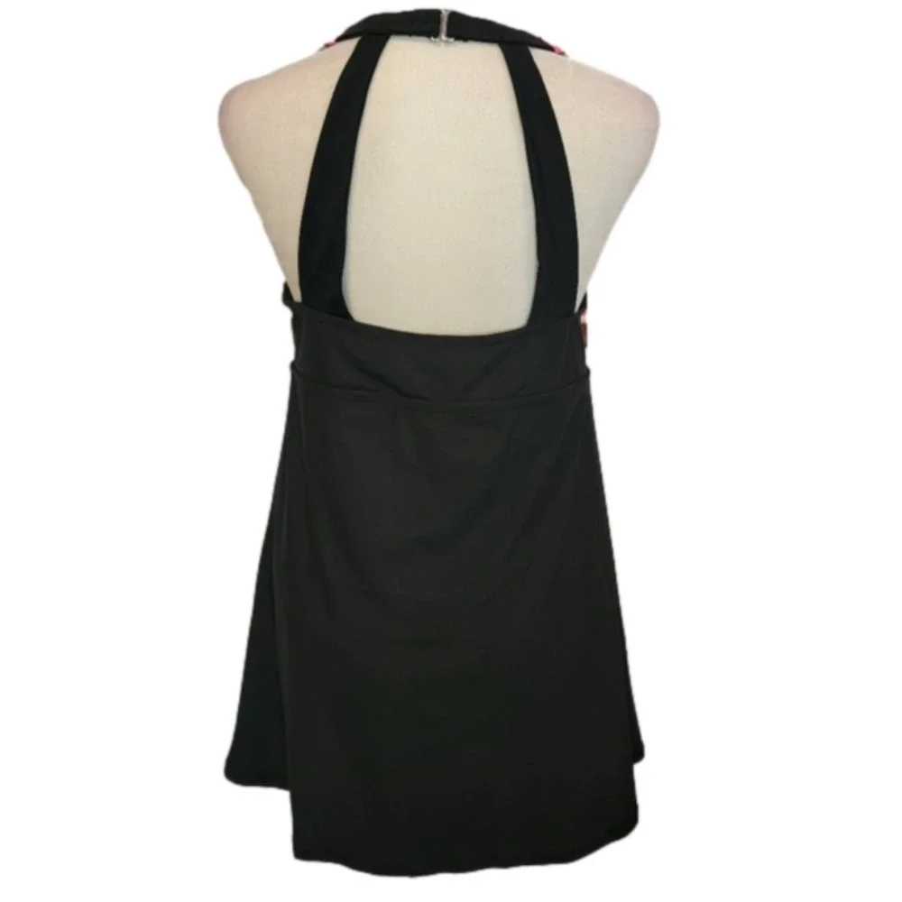 SUIT Yourself Swim Dress Black With Striped Cross Top Size 10